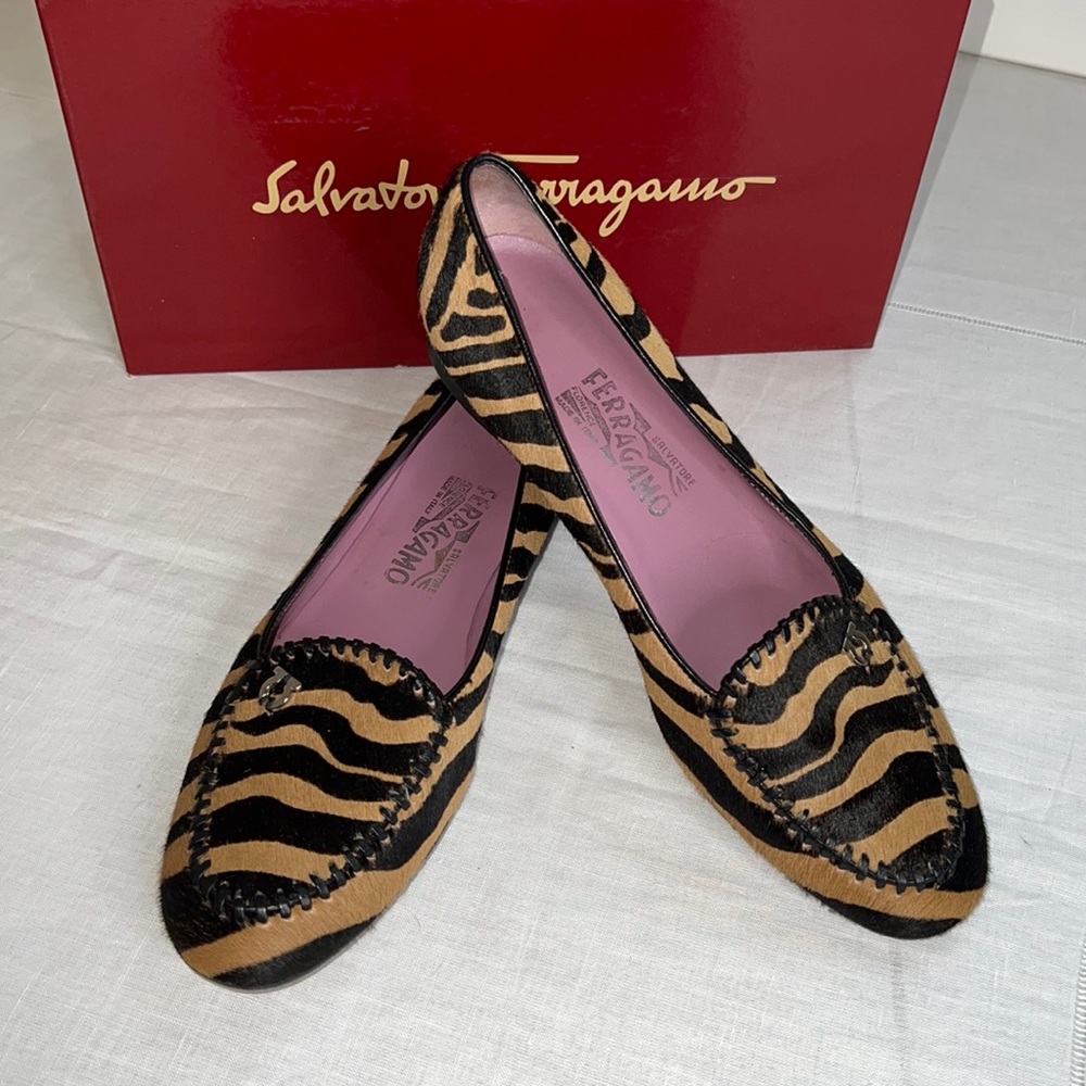 Salvatore Ferragamo Animal Print Calf Hair 9 AA flats shoe